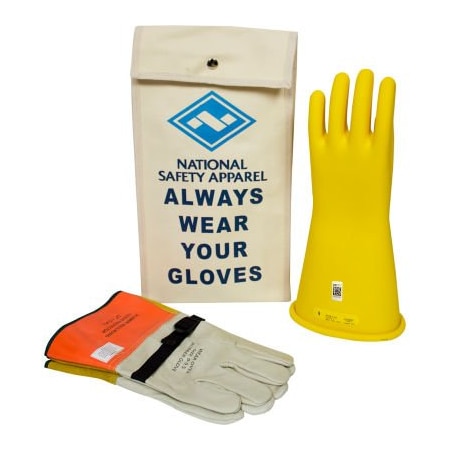 National Safety Apparel ArcGuard Class 2 Rubber Voltage Glove Kit, Yellow, Size 10, KITGC2Y10 KITGC2Y10